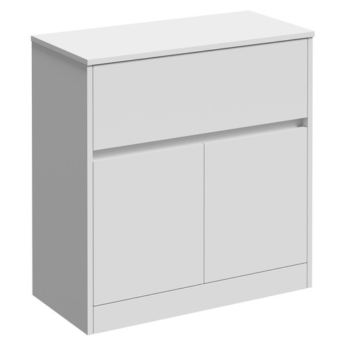 Montego Satin White 800mm Wall Mounted 2 Drawer Vanity Unit for Countertop Basins Left Hand View