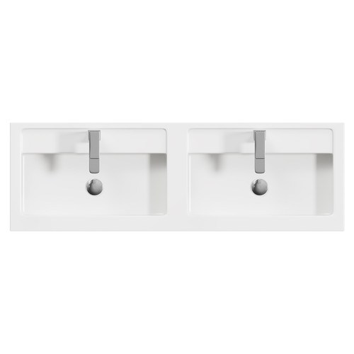 Montego Gloss White 1200mm Wall Mounted 4 Drawer Vanity Unit with Lucia Double Basin Top View