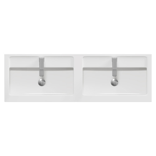 Montego Satin White 1200mm Wall Mounted 4 Drawer Vanity Unit with Lucia Double Basin Top View
