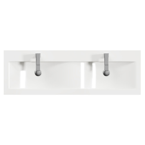 Montego Gloss White 1200mm Floor Standing 2 Drawer 4 Door Vanity Unit with Glide Double Basin Top View