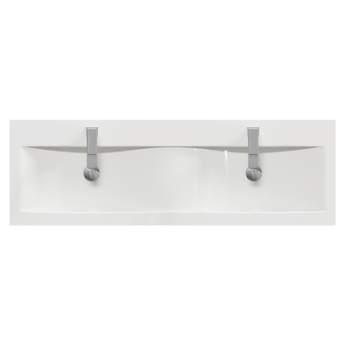 Montego Satin White 1200mm Wall Mounted 4 Drawer Vanity Unit with Glide Double Basin Top View