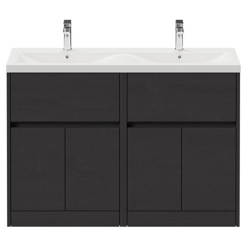 Montego Graphite Grey 1200mm Floor Standing 2 Drawer 4 Door Vanity Unit with Glide Double Basin Front View