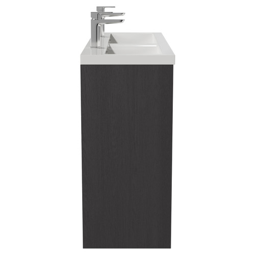 Montego Graphite Grey 1200mm Floor Standing 2 Drawer 4 Door Vanity Unit with Glide Double Basin Side View