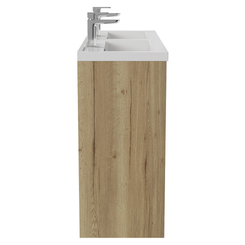 Montego Autumn Oak 1200mm Floor Standing 2 Drawer 4 Door Vanity Unit with Lucia Double Basin Side View
