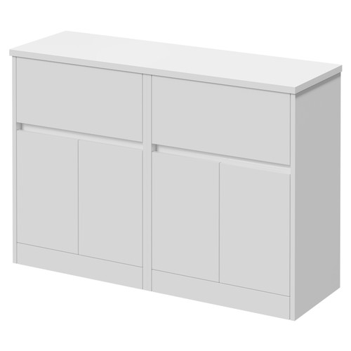 Montego Gloss White 1200mm Floor Standing 2 Drawer 4 Door Vanity Unit for Countertop Basins Right Hand View