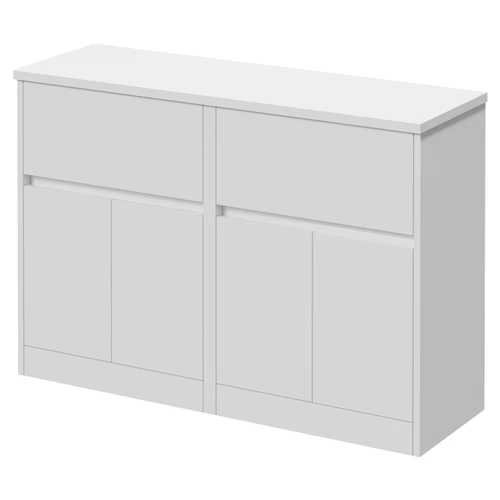 Montego Gloss White 1200mm Floor Standing 2 Drawer 4 Door Vanity Unit for Countertop Basins Right Hand View