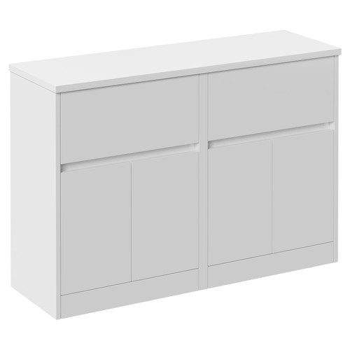 Montego Gloss White 1200mm Floor Standing 2 Drawer 4 Door Vanity Unit for Countertop Basins Left Hand View