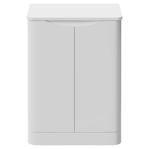 Vela Gloss White 600mm Floor Standing 2 Door Vanity Unit for Countertop Basins Front View