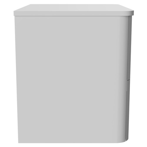 Vela Satin White 600mm Wall Mounted 2 Drawer Vanity Unit for Countertop Basins Side View