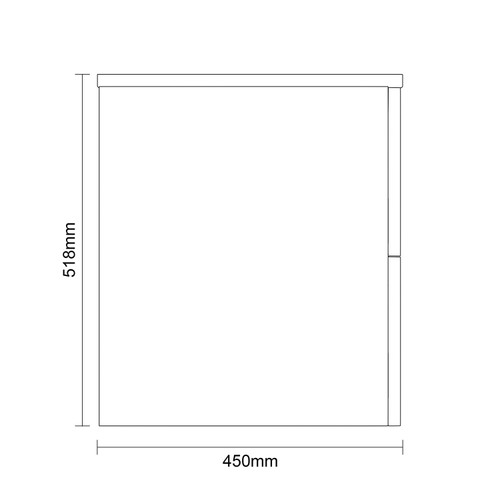 Vela Satin Anthracite 600mm Wall Mounted 2 Drawer Vanity Unit for Countertop Basins Dimensions Side