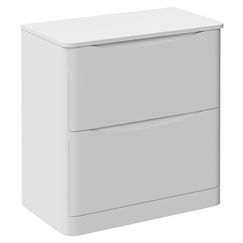 Vela Satin White 800mm Floor Standing 2 Drawer Vanity Unit for Countertop Basins Left Hand View