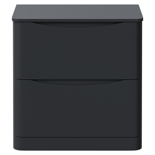 Vela Satin Anthracite 800mm Floor Standing 2 Drawer Vanity Unit for Countertop Basins Front View