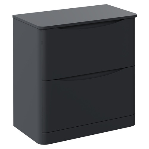 Vela Satin Anthracite 800mm Floor Standing 2 Drawer Vanity Unit for Countertop Basins Left Hand View
