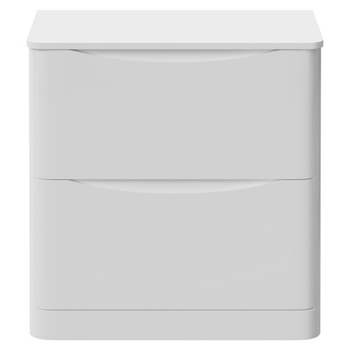 Vela Gloss White 800mm Floor Standing 2 Drawer Vanity Unit for Countertop Basins Front View