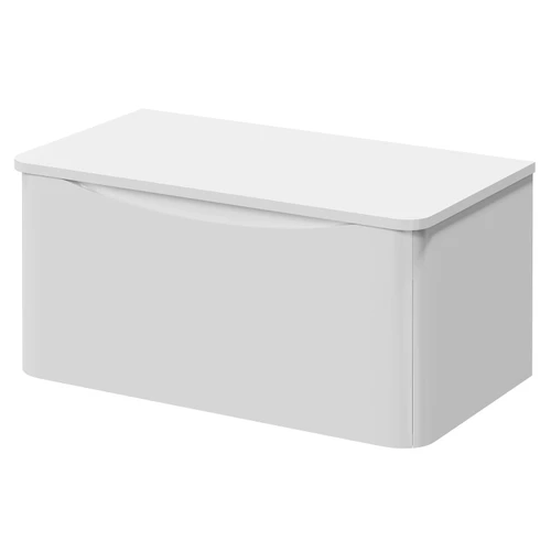 Vela Gloss White 800mm Wall Mounted Single Drawer Vanity Unit for Countertop Basins Right Hand View