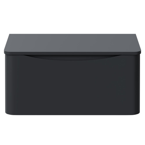 Vela Satin Anthracite 800mm Wall Mounted Single Drawer Vanity Unit for Countertop Basins Front View