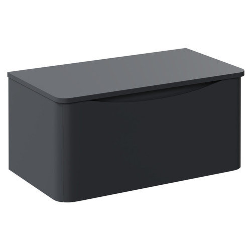 Vela Satin Anthracite 800mm Wall Mounted Single Drawer Vanity Unit for Countertop Basins Left Hand View