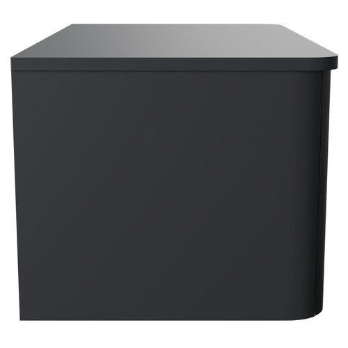 Vela Satin Anthracite 800mm Wall Mounted Single Drawer Vanity Unit for Countertop Basins Side View