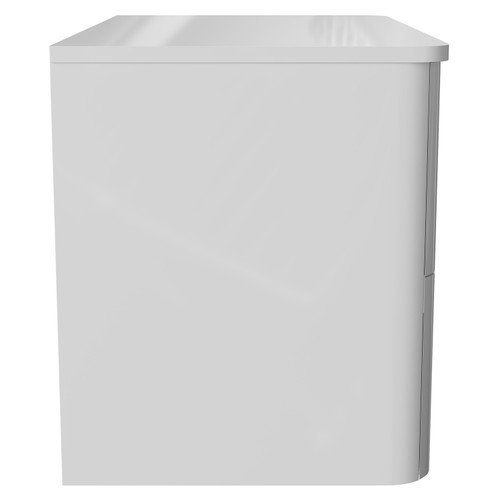 Vela Gloss White 800mm Wall Mounted 2 Drawer Vanity Unit for Countertop Basins Side View