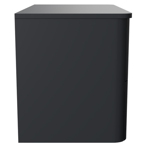Vela Satin Anthracite 800mm Wall Mounted 2 Drawer Vanity Unit for Countertop Basins Side View