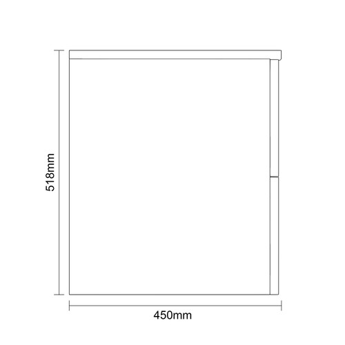 Vela Satin Anthracite 800mm Wall Mounted 2 Drawer Vanity Unit for Countertop Basins Dimensions Side