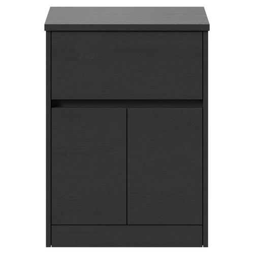 Montego Grey Graphite 600mm Floor Standing 1 Drawer 2 Door Vanity Unit for Countertop Basins Front View
