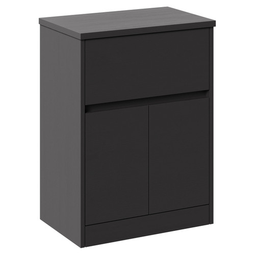 Montego Grey Graphite 600mm Floor Standing 1 Drawer 2 Door Vanity Unit for Countertop Basins Left Hand View