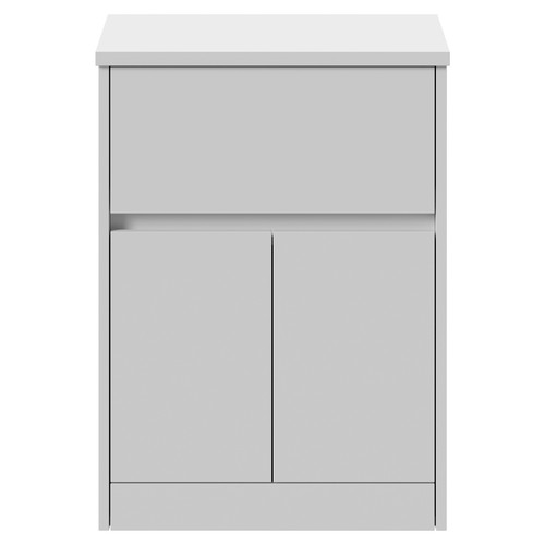 Montego Satin White 600mm Floor Standing 1 Drawer 2 Door Vanity Unit for Countertop Basins Front View