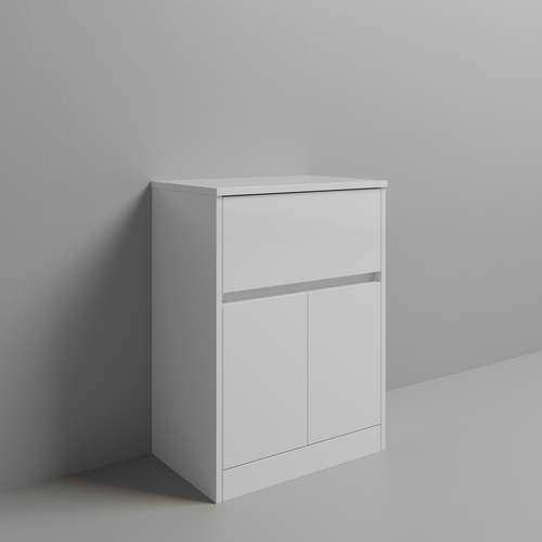Montego Gloss White 800mm Floor Standing 1 Drawer 2 Door Vanity Unit for Countertop Basins Studio Shot