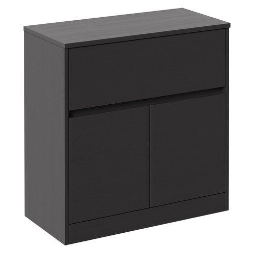 Montego Grey Graphite 800mm Floor Standing 1 Drawer 2 Door Vanity Unit for Countertop Basins Left Hand View