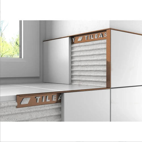 Tileasy Brushed Bronze 10mm Square Edge Metal Tile Trim - MBBRAT10