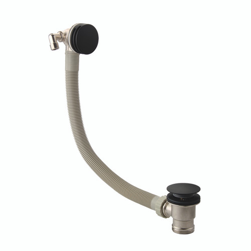 RAK Black Round Bath Overflow Filler with Clicker Waste - RAKL9025RB