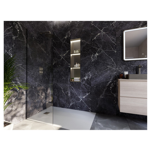 RAK Ingot 300mm x 1200mm Recessed Niche with with 2 Shelves & LED Brushed Nickel - RAKINGRN12030N