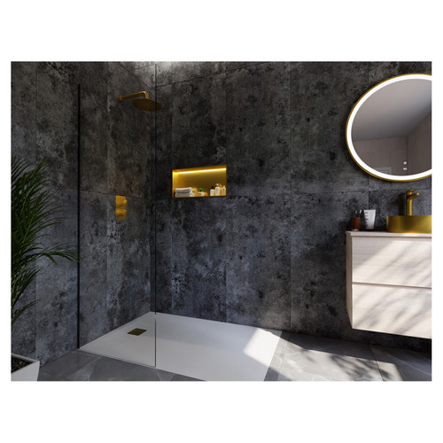 RAK Ingot 300mm x 600mm Recessed Niche with LED Brushed Brass - RAKINGRN6030BB-NS