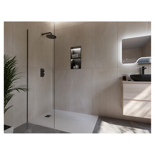 RAK Ingot 300mm x 600mm Recessed Niche with Shelf & LED Black - RAKINGRN6030B