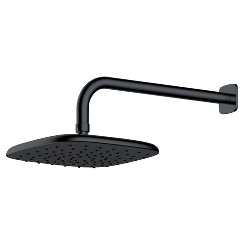 RAK Petit Matt Black Square Wall Mounted Rain Shower Head with Wall Arm - RAKITA1017B