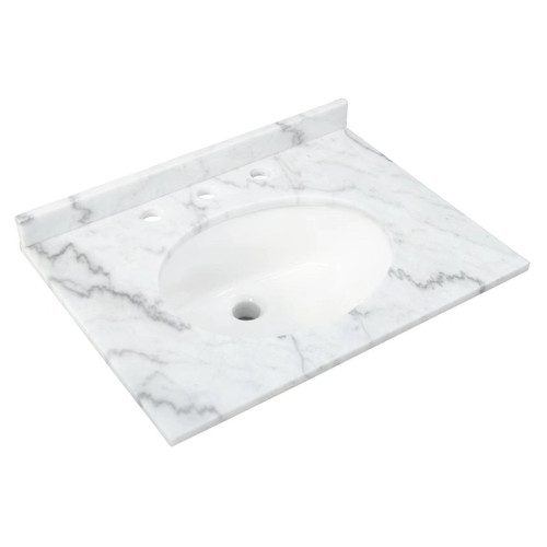 RAK Washington White Marble 600mm Counter Top with Drop In Basin and 3 Tap Holes - RAKWCM60W3