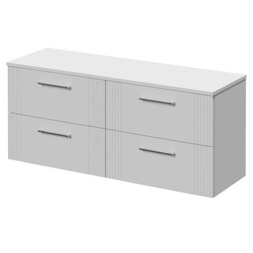 Avant Satin White 1200mm Wall Mounted 4 Drawer Vanity Unit for Countertop Basins Right Hand View