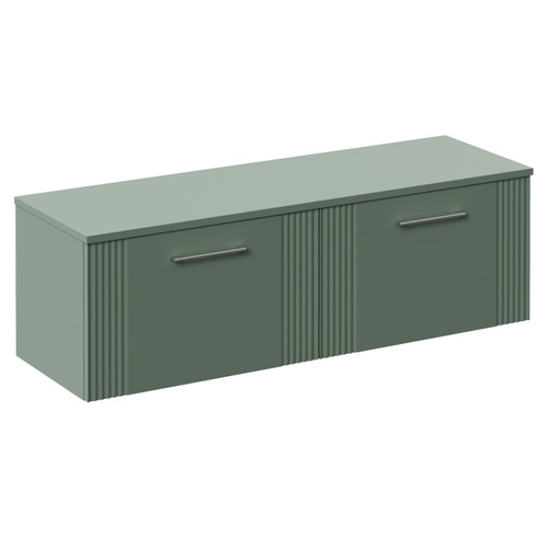 Avant Satin Green 1200mm Wall Mounted 2 Drawer Vanity Unit for Countertop Basins Left Hand View