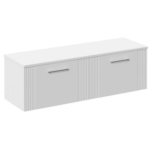 Avant Satin White 1200mm Wall Mounted 2 Drawer Vanity Unit for Countertop Basins Left Hand View
