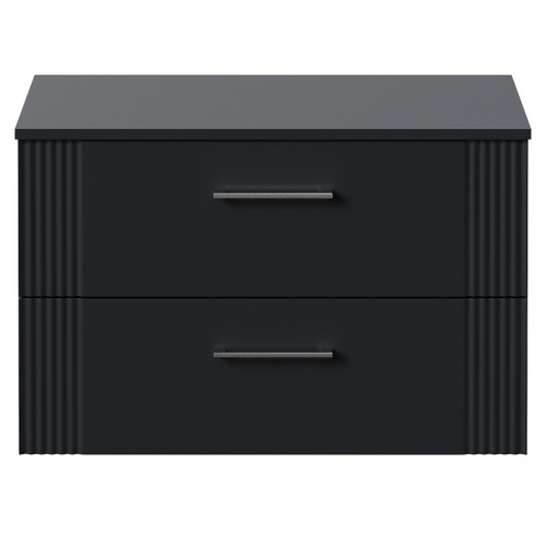 Avant Satin Anthracite 800mm Wall Mounted 2 Drawer Vanity Unit for Countertop Basins Front View