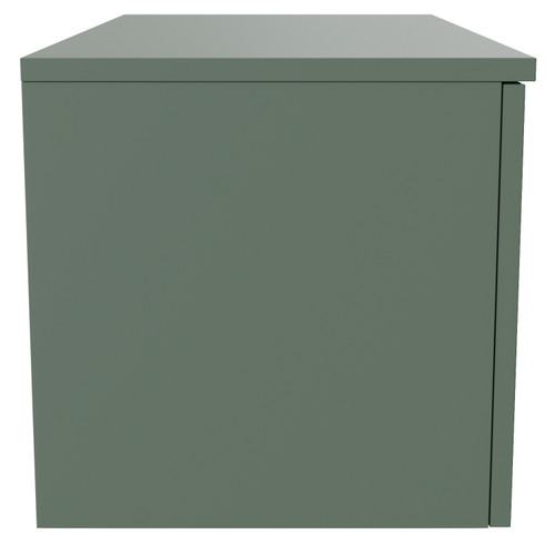 Avant Satin Green 800mm Wall Mounted Single Drawer Vanity Unit for Countertop Basins Side View