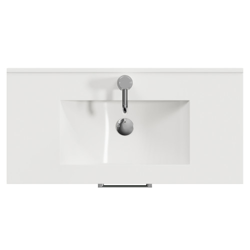 Avant Satin Green 800mm Wall Mounted 2 Drawer Vanity Unit with Angel Basin Top View