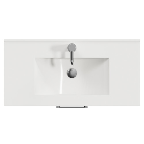 Avant Satin Grey 800mm Wall Mounted 2 Drawer Vanity Unit with Angel Basin Top View