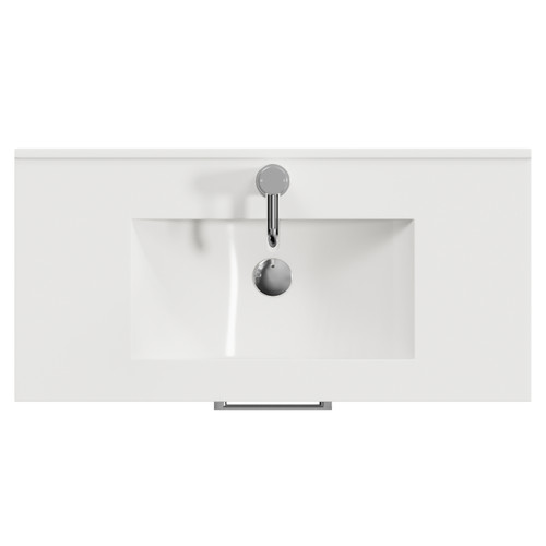 Avant Satin White 800mm Wall Mounted 2 Drawer Vanity Unit with Angel Basin Top View