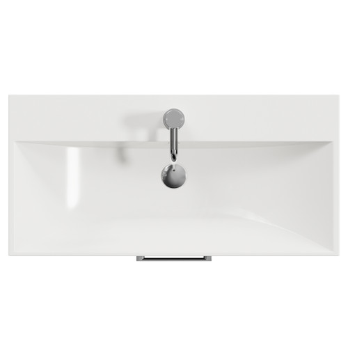 Avant Satin Grey 800mm Wall Mounted 2 Drawer Vanity Unit with Rimini Basin Top View
