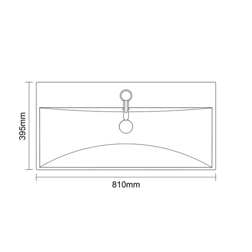 Avant Satin Anthracite 800mm Wall Mounted Single Drawer Vanity Unit with Rimini Basin Top Down Dimensions
