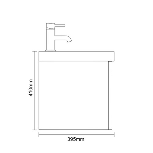 Avant Satin White 800mm Wall Mounted Single Drawer Vanity Unit with Rimini Basin Side On Dimensions