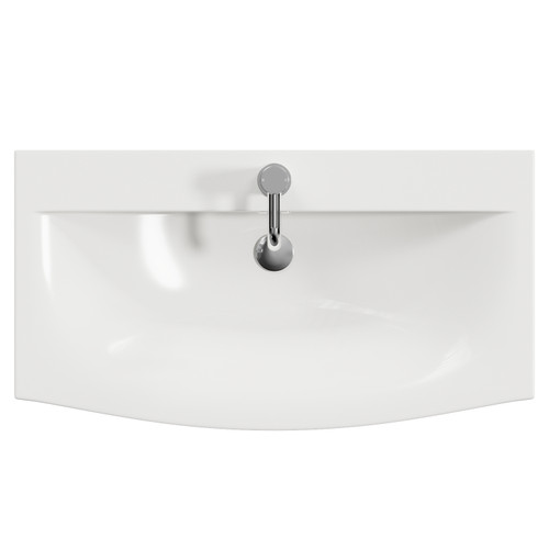 Avant Satin Green 800mm Wall Mounted 2 Drawer Vanity Unit with Arc Basin Top View