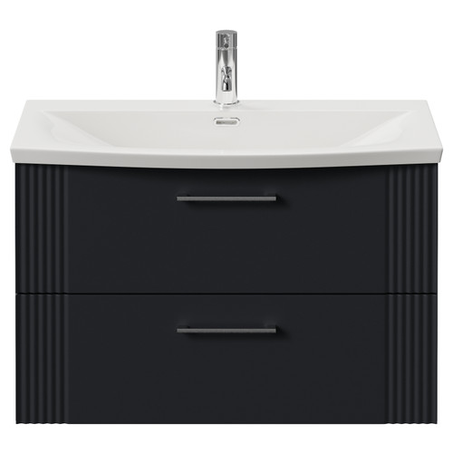Avant Satin Anthracite 800mm Wall Mounted 2 Drawer Vanity Unit with Arc Basin Front View